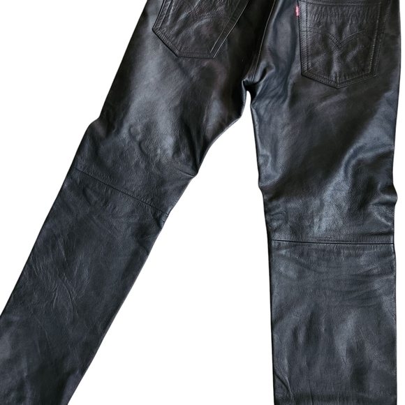 Levi's Lot 53 Black Leather Pants Roswell Collection Rare - Picture 11 of 16